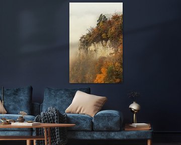 Ein nebliger Herbstag im Naturschutzgebiet Stiegelesfels oberhalb von Fridingen - Naturpark Obere Donau von BlattArt - Christine Horn