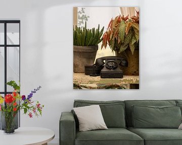 Stilleven, Green House mooie botanische stijl met vintage telefoon