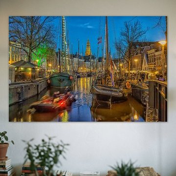 Das Stadtzentrum von Groningen während des Winterwachstums im Dezemberr