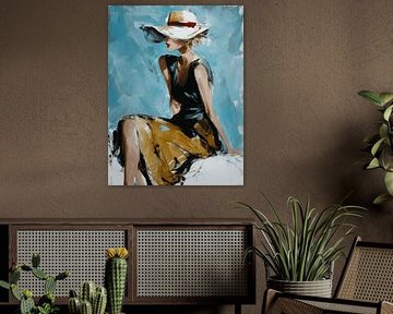 Sea Breeze, vrouw met zonnehoed van Studio Allee