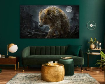 Mystical werewolf under a full moon by Bo Valentino