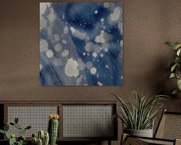 Abstract minimalist watercolor painting in blue