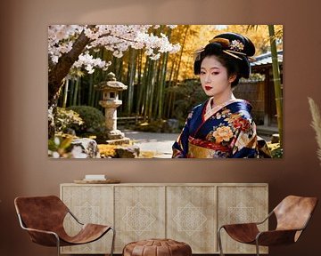 Geisha in japanese garden