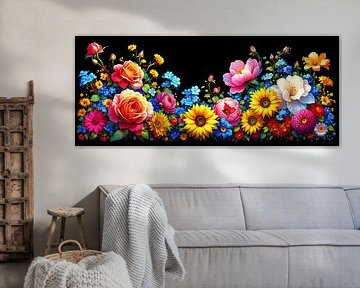 Born out of darkness - a panoramic mosaic of luminous blossoms between diversity, proximity and timeless presence by AidasignArt