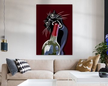 Naughty cat opens wine