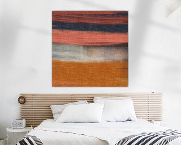 Abstrakte Landschaft in Retro-Farben. Sonnenuntergang. von Abstrakte minimalistische Kunst