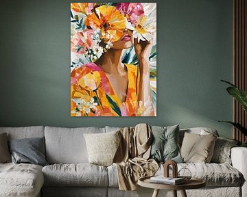 Frau mit Blumen und Sonnenlicht von Gypsy Galleria