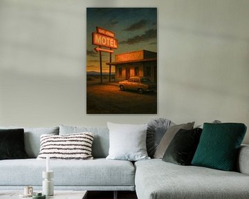 Las Vegas Roadside Motel: Neon Sign at Dusk by Travel Shop