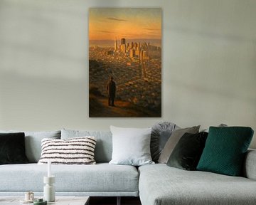San Francisco Skyline View: Eenzame figuur bij Twin Peaks van Travel Shop