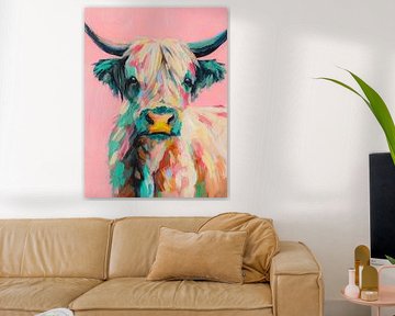 Farbenfrohe Highlander in sanften Tönen