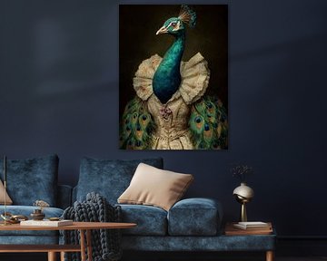 The peacock in silk and feathers