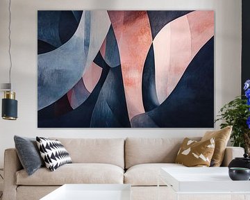 Gewellte Farben | Blau Rosa Abstrakt