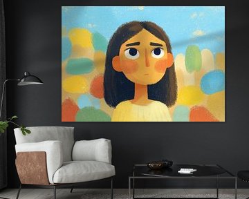 Süßes texturiertes Porträt mit Konfetti-Hintergrund von BINEDITS