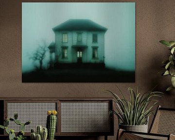 Haunted Victorian Mansion Foggy Atmospheric Horror Art by BINEDITS
