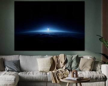 Minimalistisch ruimtelanceersilhouet van Dark Earth van BINEDITS