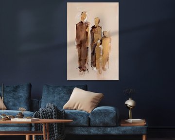 Abstrakte Familie 4 mit Gold von FoXo Art