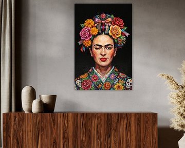 La Frida Floral Exotic Portrait von Marja van den Hurk