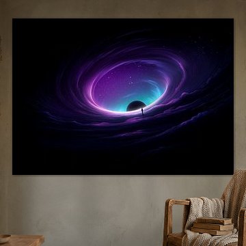 Figure solitaire au bord du vortex cosmique violet