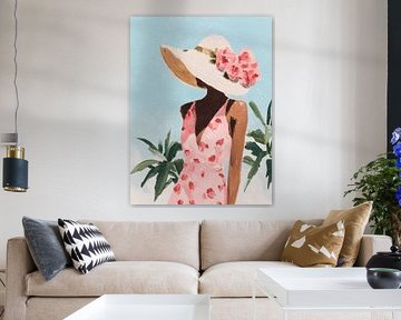 Femme d'été avec un chapeau à fleurs sur Gypsy Galleria
