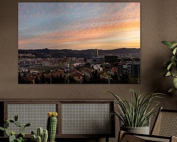 Lever de soleil sur la ville de Bilbao sur Peter Haastrecht, van