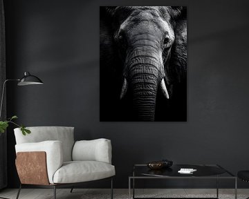 Eléphant majestueux en noir et blanc sur drdigitaldesign