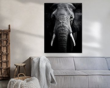 Eléphant majestueux en noir et blanc sur drdigitaldesign