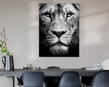 Le roi du silence - Portrait de lion en noir et blanc sur drdigitaldesign
