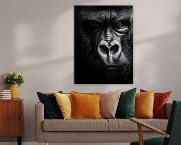 Gorilla - La force originelle en noir et blanc sur drdigitaldesign
