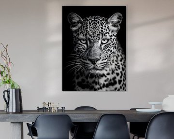 Léopard - Élégance et focalisation en noir et blanc sur drdigitaldesign