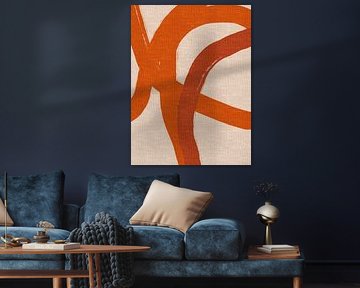 Orange und Weiß. Abstrakte Linien und Formen in leuchtenden Farben.