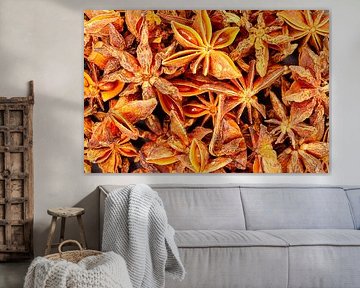 Texture de fond d'épices d'anis étoilé séché sur de-nue-pic