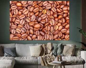 Geroosterde koffiebonen die een natuurlijke bruine textuurachtergrond creëren van de-nue-pic