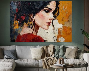 Portrait of a Spanish woman in warm, expressive colours