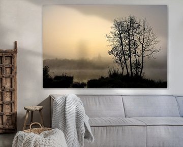 Morgendämmerung mit Nebelschwaden bei den Schwackenreuter Seen bei Mühlingen von BlattArt - Christine Horn