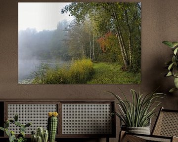 Uferlandschaft Schwackenreuter Seen Ende Oktober mit Nebel von BlattArt - Christine Horn