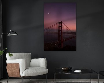 Moon over Golden Gate bridge by Piotr Snoch