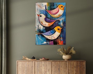 Drei bunte Vögel von ARTEO Gemälde