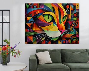Dromerige Kat in Abstracte Kleuren van Thea