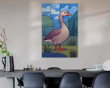 Eine geometrische Illustration einer Gans. von Galerie Hoppenbrouwers