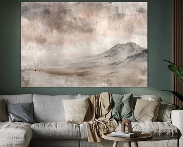 Abstrakte Landschaft - Neblige Berge in Grautönen