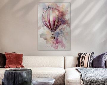 Heißluftballon in Pastelltönen - Verträumte Malerei