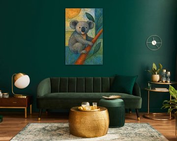 Ein geometrisches Gemälde eines Koalas. von Galerie Hoppenbrouwers
