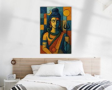 A geometric painting of a goddess Shiva. by Gallery Hoppenbrouwers