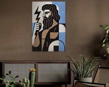Ein geometrisches Gemälde des Gottes Zeus. von Galerie Hoppenbrouwers