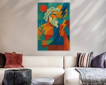 Ein geometrisches Gemälde des Gottes Zeus. von Galerie Hoppenbrouwers