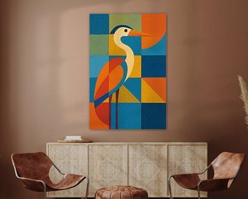A geometric illustration of a heron. by Gallery Hoppenbrouwers