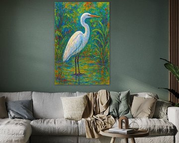 Heron painting. by Gallery Hoppenbrouwers
