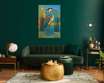 A geometric illustration of a heron. by Gallery Hoppenbrouwers