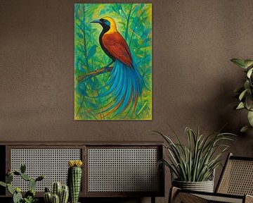 Illustration eines Paradiesvogels.