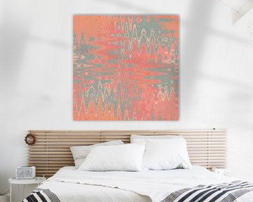 70s abstract retro style pattern in vivid colors. Pink, orange, gray